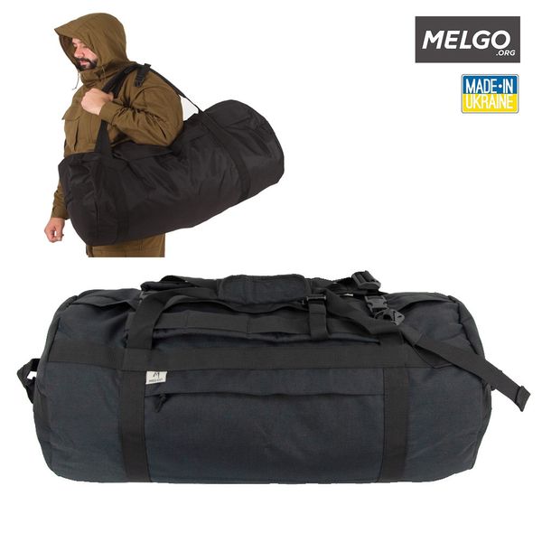 Тактическая сумка-баул 90 л Оксфорд 600 Д ПВХ Черная MELGO MG_SUMKA-90_OXF600_BLACK фото