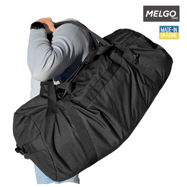Тактическая сумка-баул 90 л Оксфорд 600 Д ПВХ Черная MELGO MG_SUMKA-90_OXF600_BLACK фото