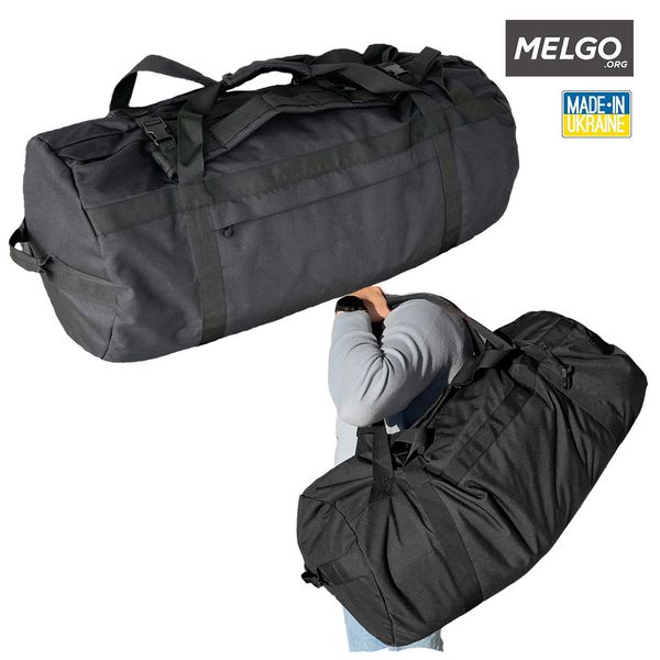 Тактична сумка-баул 65 л Оксфорд 600 D ПВХ Чорна MELGO MG_SUMKA-65_OXF600_BLACK фото
